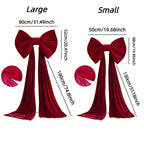 Burgundy Satin Large Bow Ribbon Durable for Decorations - House Of Avana