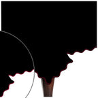 Scallop Embroidery Sateen Cotton Solid Table Cloth - Black PushpLinen