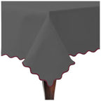 Scallop Embroidery Sateen Cotton Solid Table Cloth - Dark Grey PushpLinen