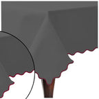 Scallop Embroidery Sateen Cotton Solid Table Cloth - Dark Grey PushpLinen