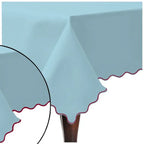 Scallop Embroidery Sateen Cotton Solid Table Cloth - Light Blue PushpLinen