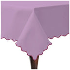 Scallop Embroidery Sateen Cotton Solid Table Cloth - Lilac PushpLinen
