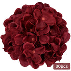 Burgundy Silk Hydrangea Heads with Wire Stems, Pieces - House Of Avana