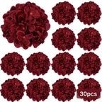 Burgundy Silk Hydrangea Heads with Wire Stems, Pieces - House Of Avana