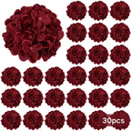 Burgundy Silk Hydrangea Heads with Wire Stems, Pieces - House Of Avana