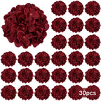 Burgundy Silk Hydrangea Heads with Wire Stems, Pieces - House Of Avana