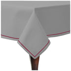 Single Embroidery Border Sateen Cotton Solid Table Cloth - Light Grey PushpLinen