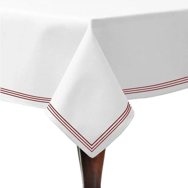 Triple Embroidery Border Sateen Cotton Solid Table Cloth PushpLinen