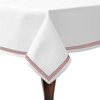 Triple Embroidery Border Sateen Cotton Solid Table Cloth PushpLinen