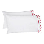 400TC Cotton Scallop Embroidery & Border Sateen Solid Sheet Set PushpLinen