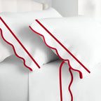 400TC Cotton Scallop Embroidery & Border Sateen Solid Pillowcases (Set Of 2) PushpLinen