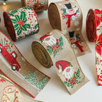 Burlap Christmas Ribbons with Wired Edge for Crafts - House Of Avana