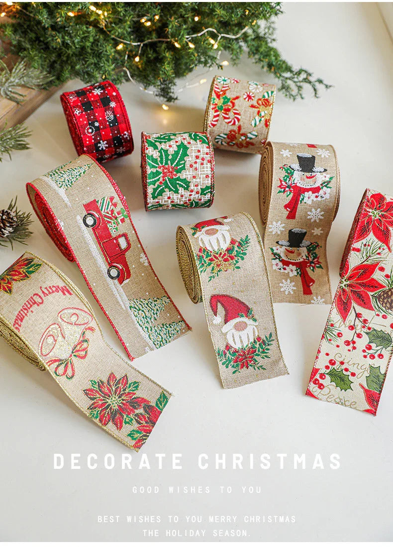 Burlap Christmas Ribbons with Wired Edge for Crafts - House Of Avana