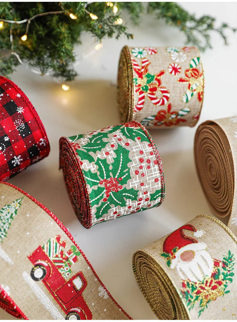Burlap Christmas Ribbons with Wired Edge for Crafts - House Of Avana