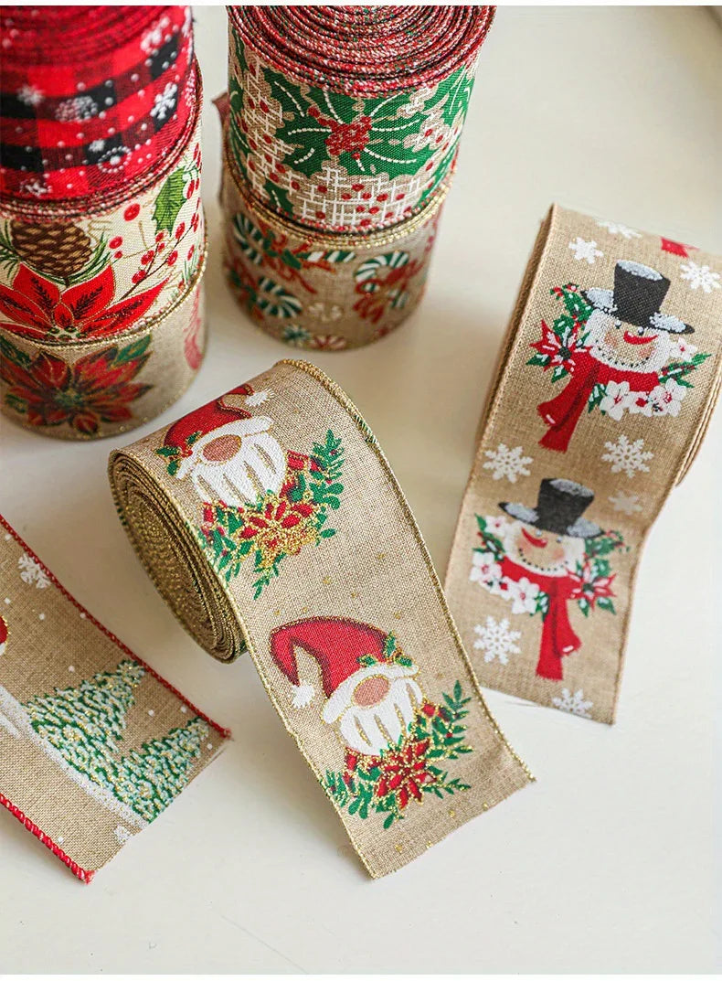 Burlap Christmas Ribbons with Wired Edge for Crafts - House Of Avana