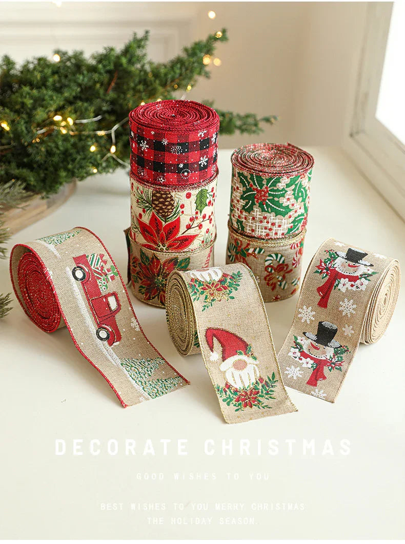 Burlap Christmas Ribbons with Wired Edge for Crafts - House Of Avana