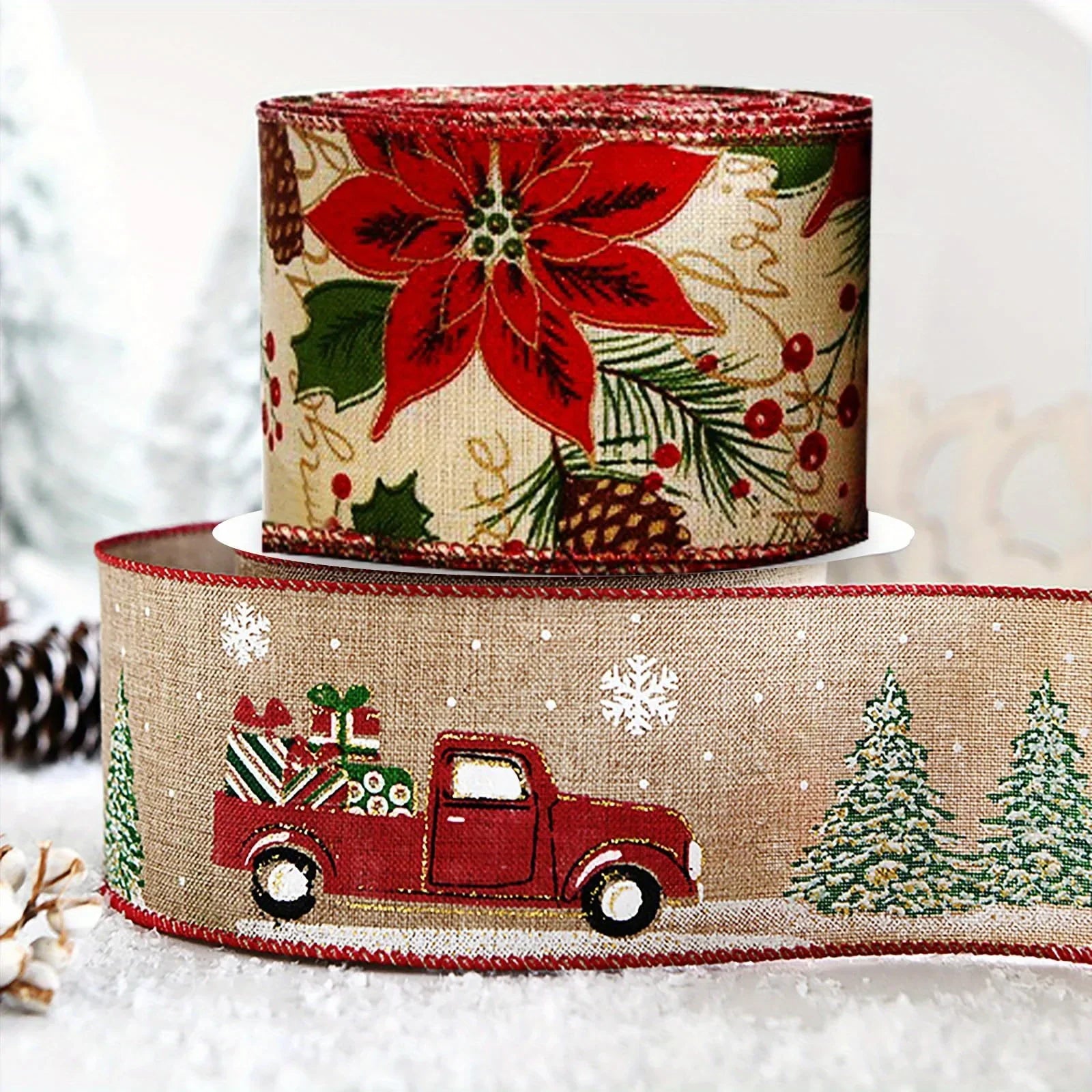 Burlap Christmas Ribbons with Wired Edge for Crafts - House Of Avana