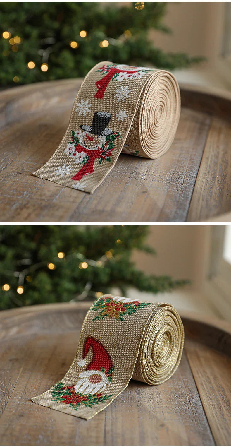 Burlap Christmas Ribbons with Wired Edge for Crafts - House Of Avana