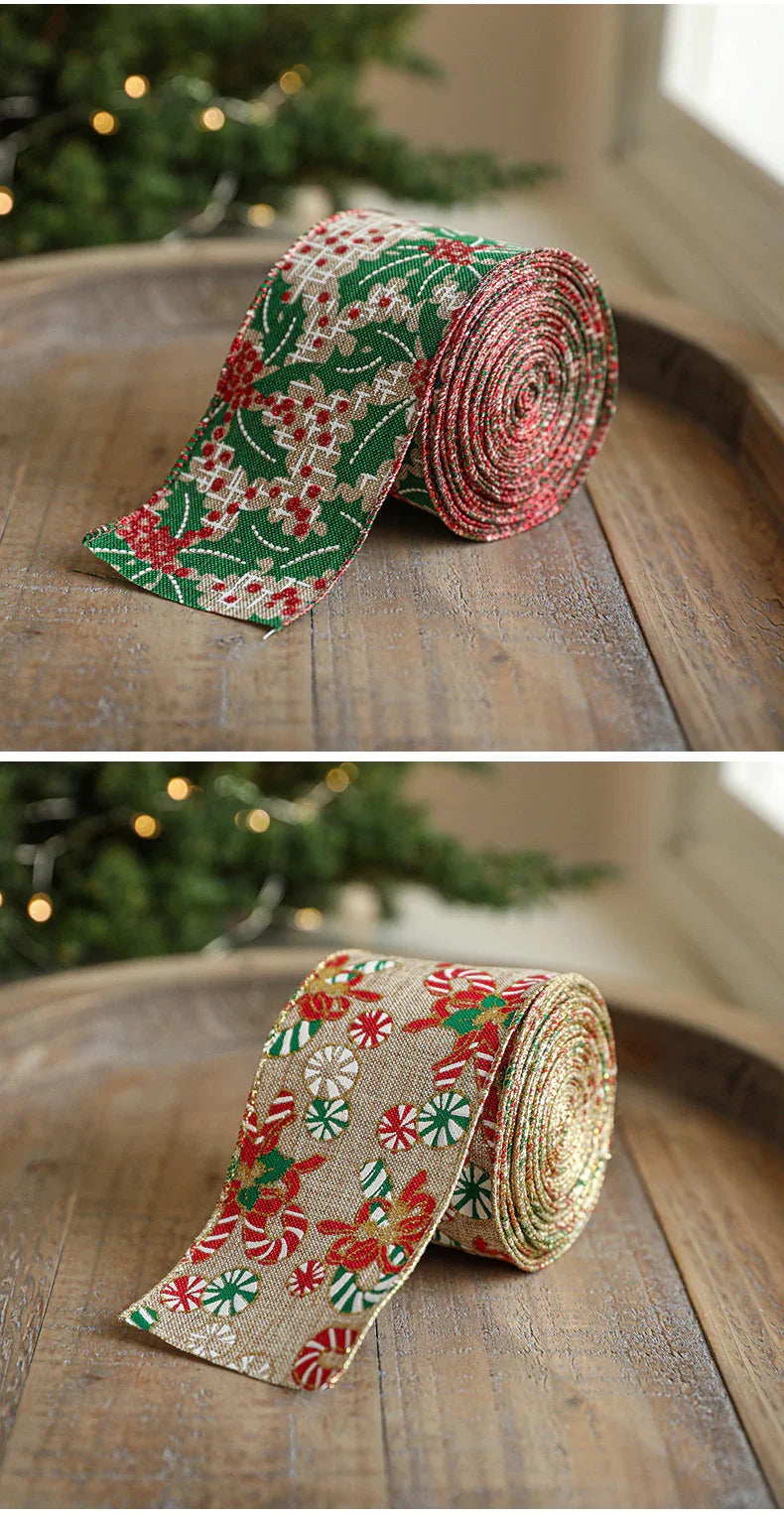 Burlap Christmas Ribbons with Wired Edge for Crafts - House Of Avana