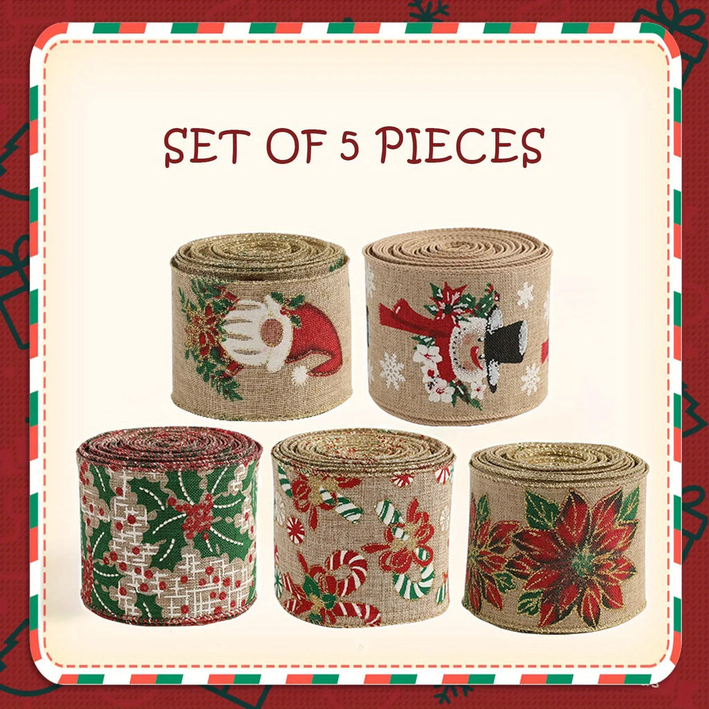 Burlap Christmas Ribbons with Wired Edge for Crafts - House Of Avana