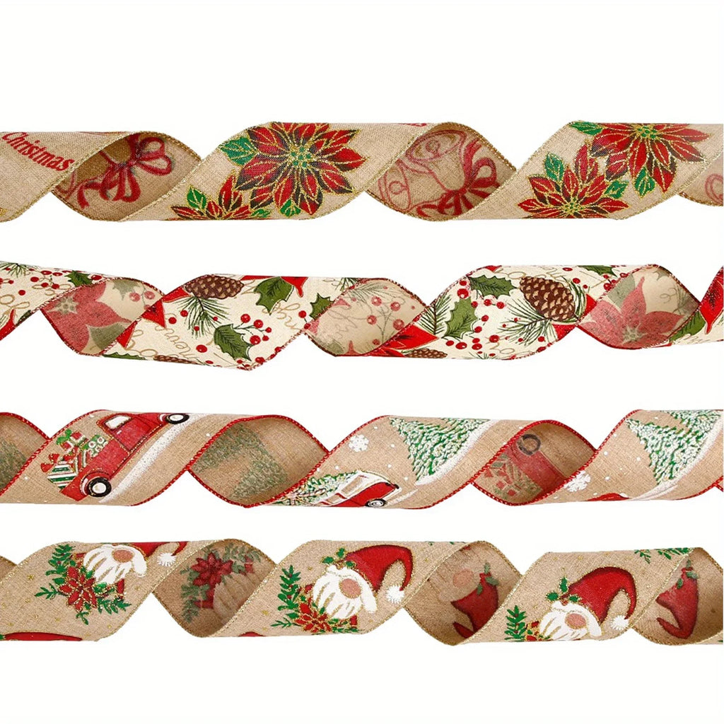 Burlap Christmas Ribbons with Wired Edge for Crafts - House Of Avana