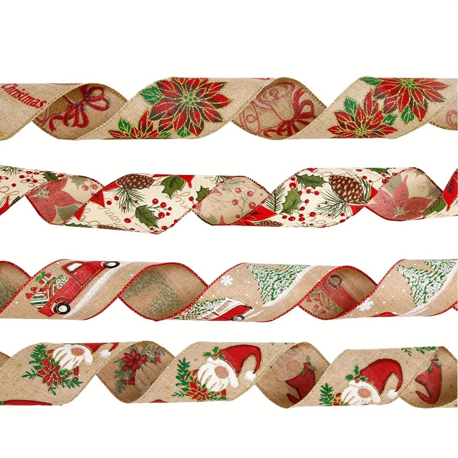 Burlap Christmas Ribbons with Wired Edge for Crafts - House Of Avana