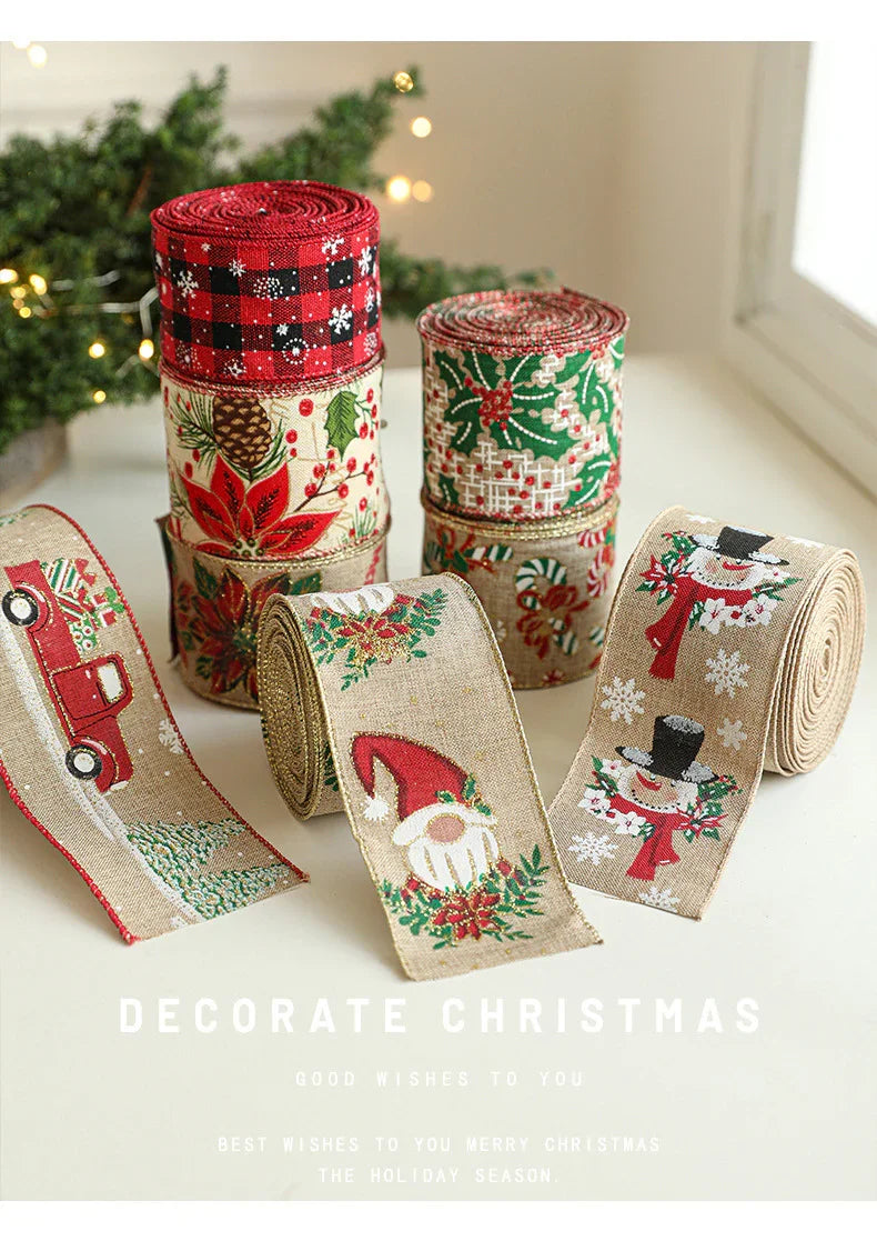 Burlap Christmas Ribbons with Wired Edge for Crafts - House Of Avana [[SKU:HOA-SCU-236]]