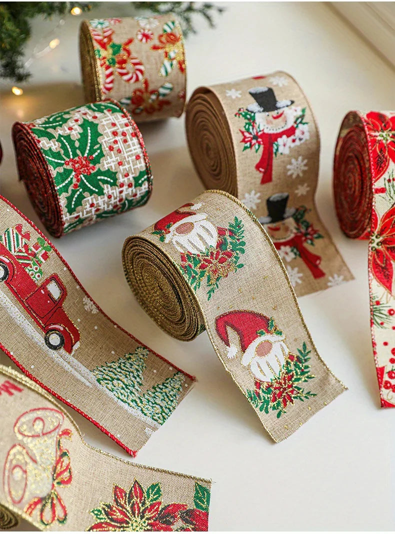 Burlap Christmas Ribbons with Wired Edge for Crafts - House Of Avana [[SKU:HOA-SCU-236]]