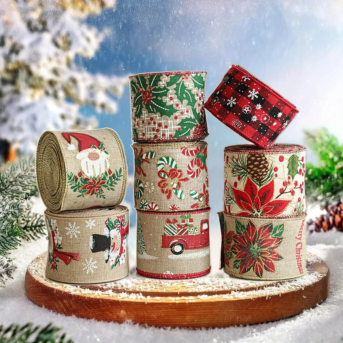 Burlap Christmas Ribbons with Wired Edge for Crafts - House Of Avana [[SKU:HOA-SCU-236]]