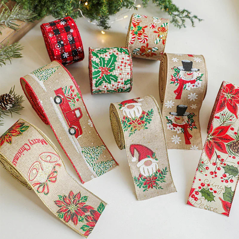 Burlap Christmas Ribbons with Wired Edge for Crafts - House Of Avana [[SKU:HOA-SCU-236]]