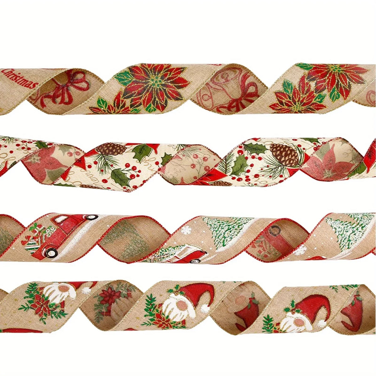 Burlap Christmas Ribbons with Wired Edge for Crafts - House Of Avana [[SKU:HOA-SCU-236]]