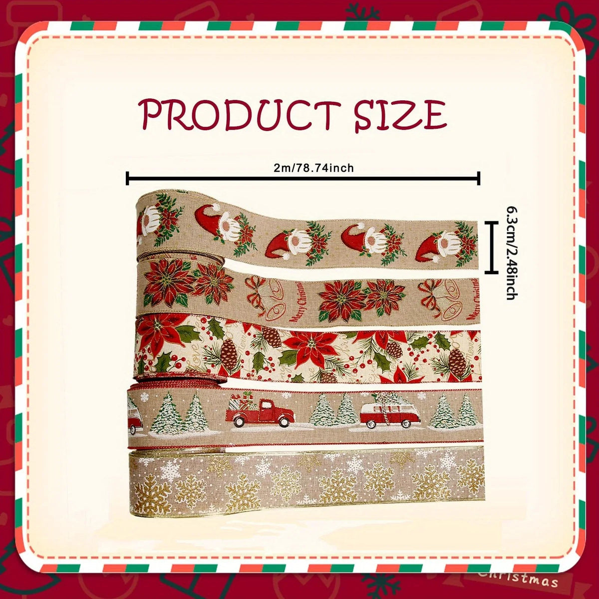 Burlap Christmas Ribbons with Wired Edge for Crafts - House Of Avana [[SKU:HOA-SCU-236]]