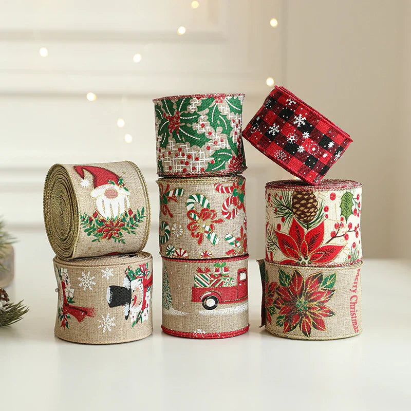 Burlap Christmas Ribbons with Wired Edge for Crafts - House Of Avana [[SKU:HOA-SCU-236]]