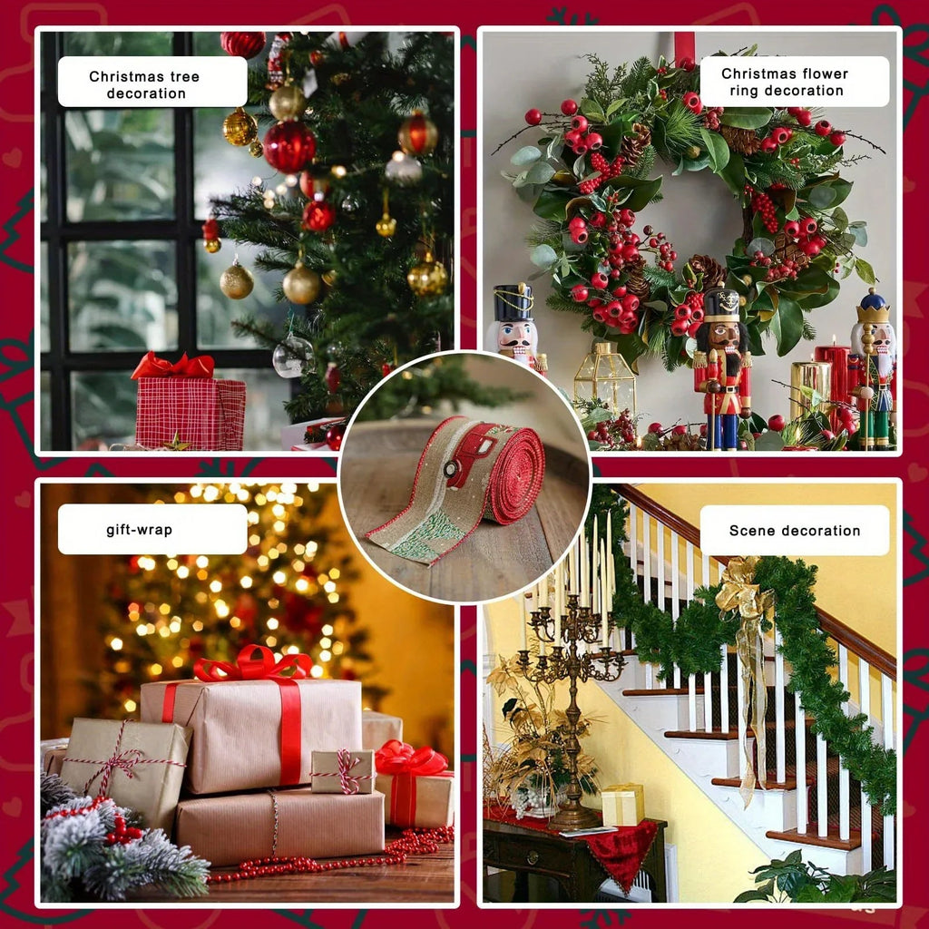 Burlap Christmas Ribbons with Wired Edge for Crafts - House Of Avana [[SKU:HOA-SCU-236]]