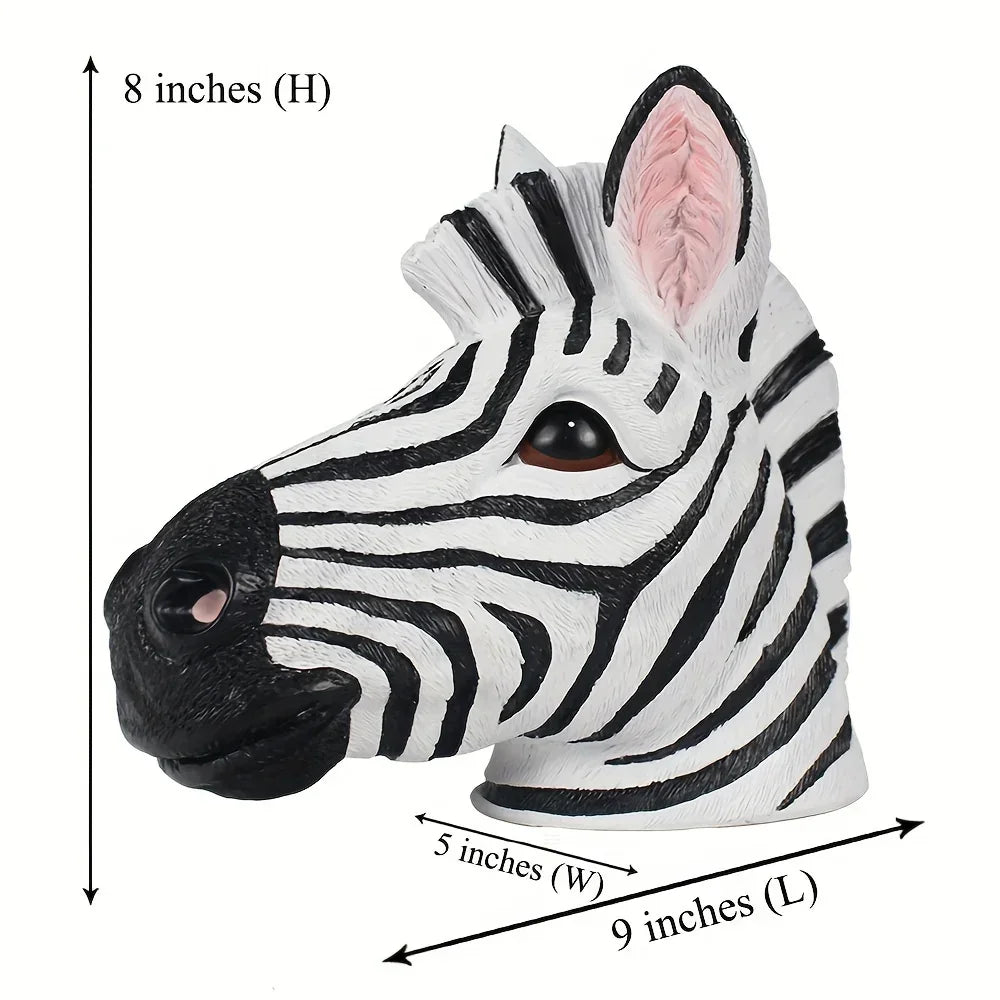 Zebra Bust - Vintage Colorful Sculpture, side view - House Of Avana
