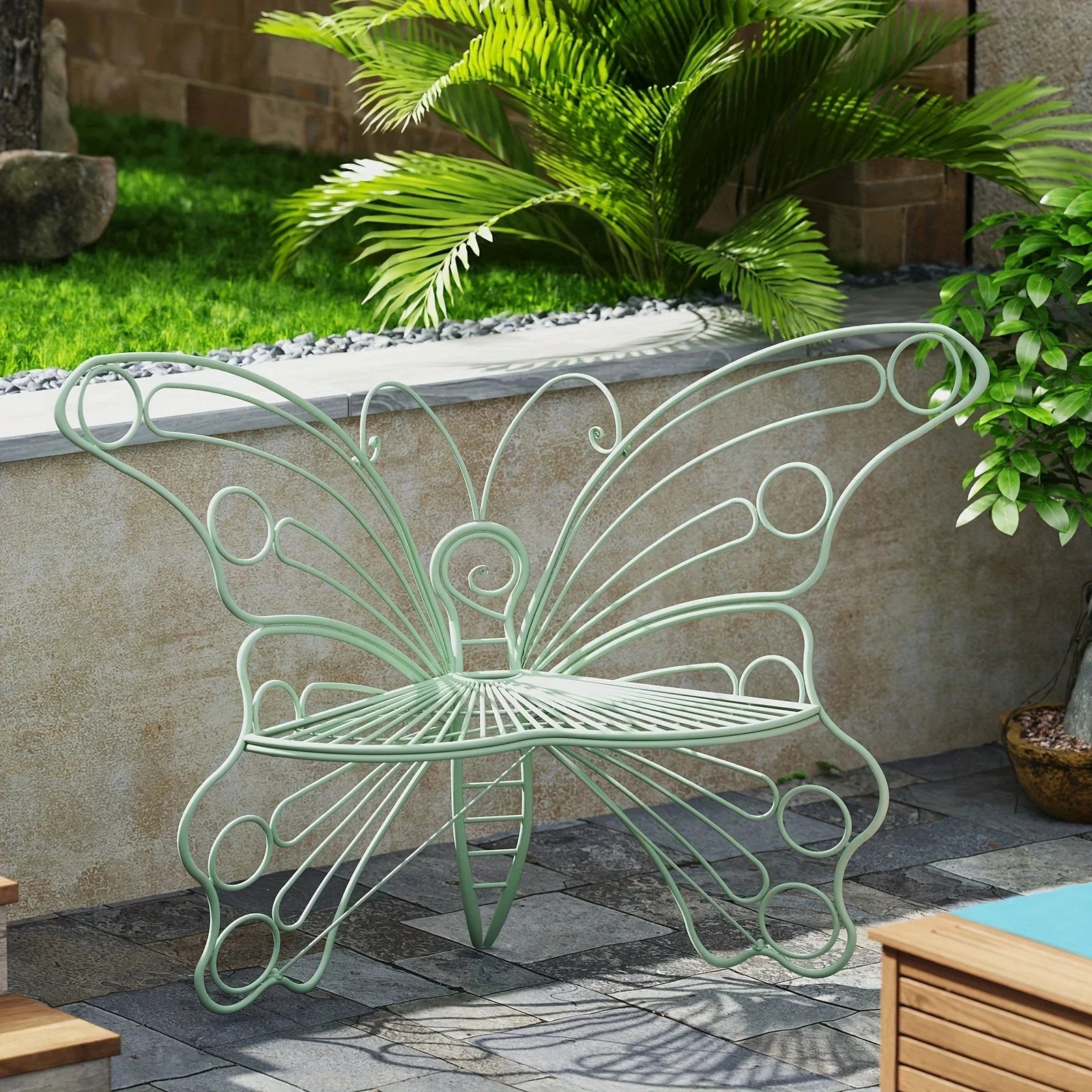 [Butterfly Garden Bench] Sturdy Iron Metal Frame 50 Inches Outdoor Bench | Pretty Butterfly Garden Bench for Porch, Lawn, Yard House Of Avana