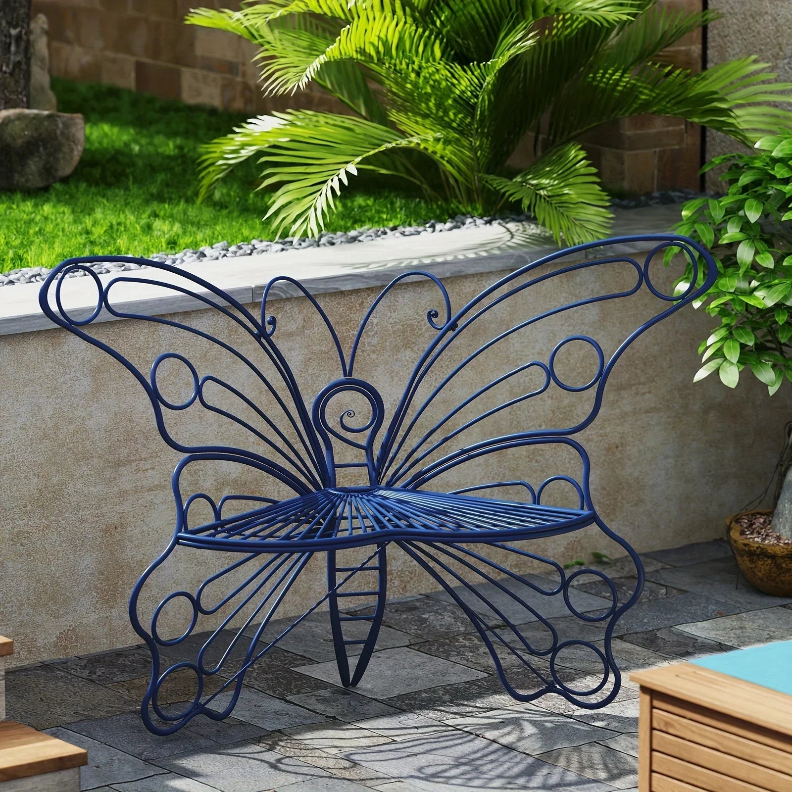 [Butterfly Garden Bench] Sturdy Iron Metal Frame 50 Inches Outdoor Bench | Pretty Butterfly Garden Bench for Porch, Lawn, Yard House Of Avana