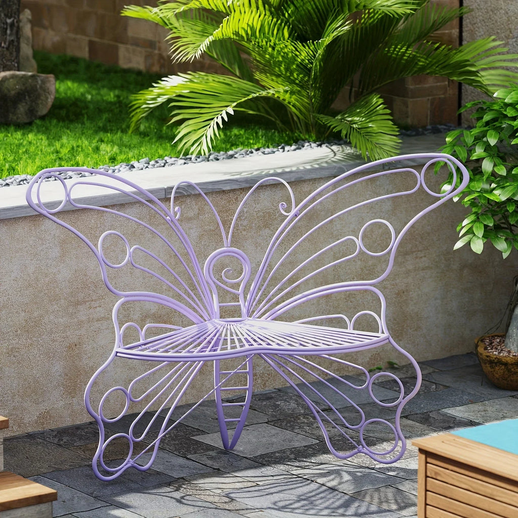 [Butterfly Garden Bench] Sturdy Iron Metal Frame 50 Inches Outdoor Bench | Pretty Butterfly Garden Bench for Porch, Lawn, Yard House Of Avana
