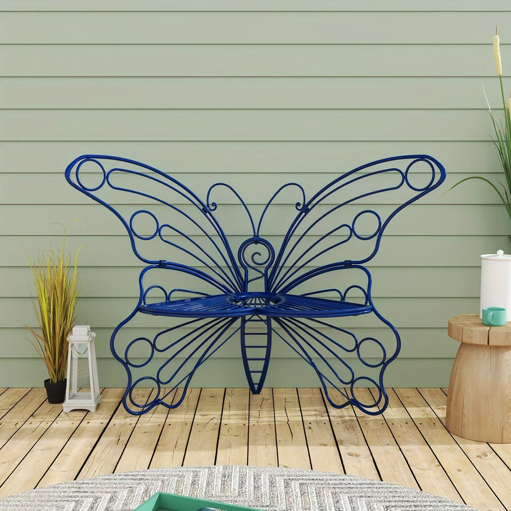 [Butterfly Garden Bench] Sturdy Iron Metal Frame 50 Inches Outdoor Bench | Pretty Butterfly Garden Bench for Porch, Lawn, Yard House Of Avana