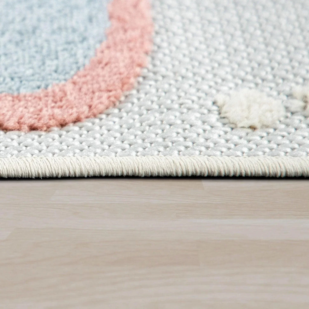 Kids Rug Tweet Colorful Playmat with Butterflies - Beige Cream RugYourHome