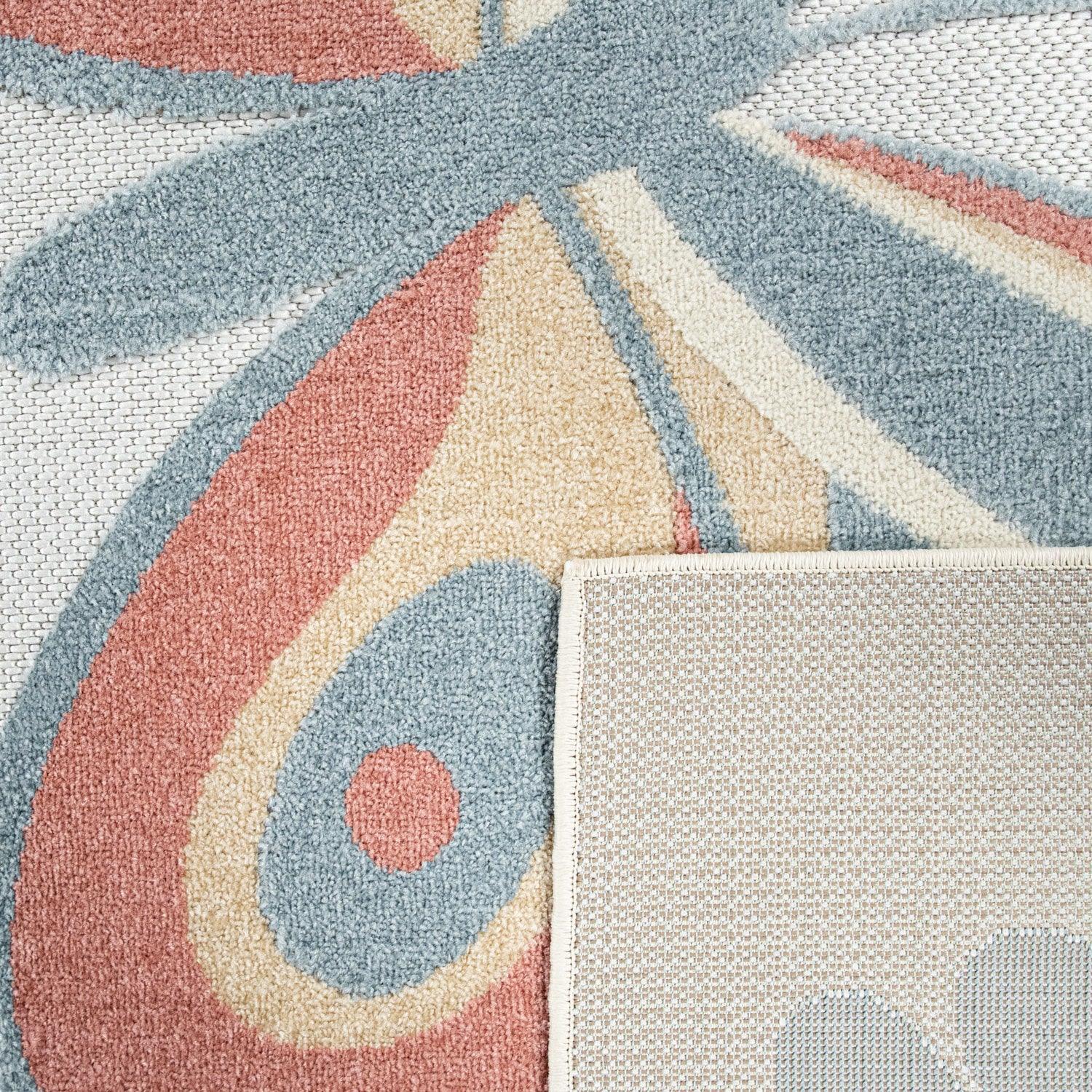 Kids Rug Tweet Colorful Playmat with Butterflies - Beige Cream RugYourHome