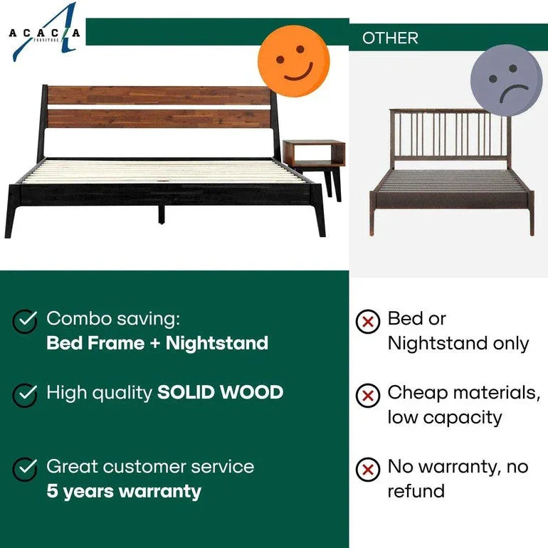 [Buy 1 Get 1] Callisto Solid Wood Bed Frame and Nightstand