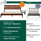 [Buy 1 Get 1] Emery Solid Wood Bed Frame & Nightstand