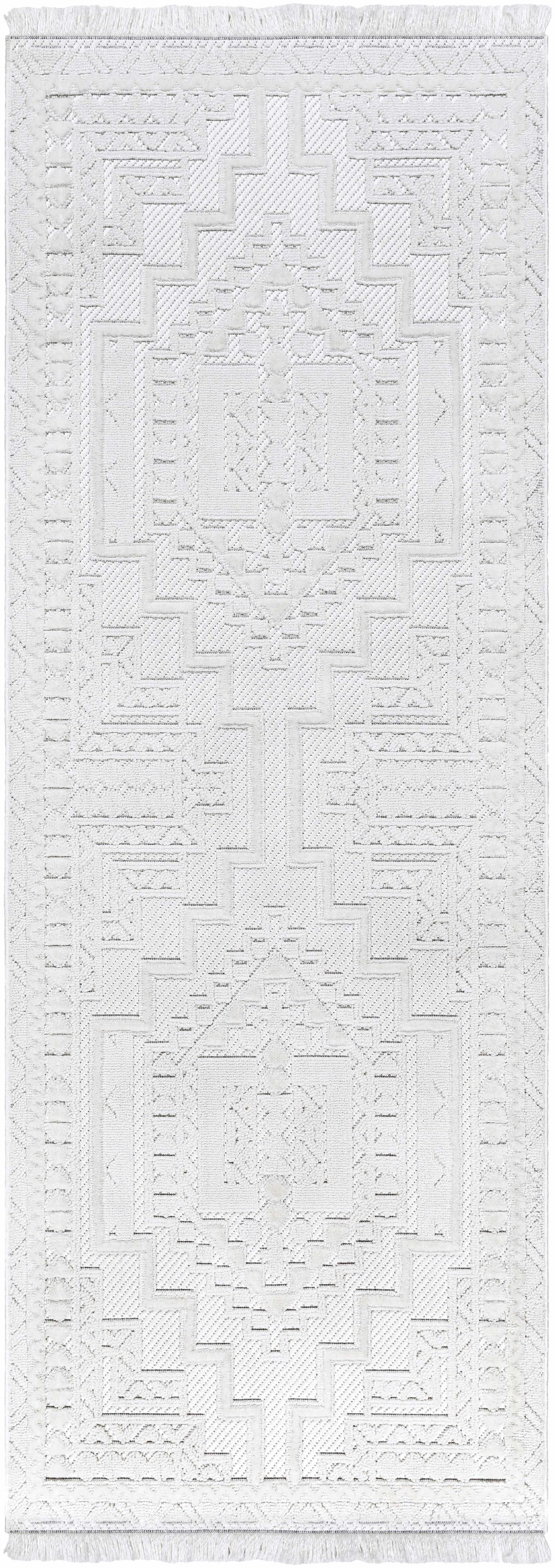 Alya White Fringe Rug Hauteloom