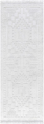 Alya White Fringe Rug Hauteloom