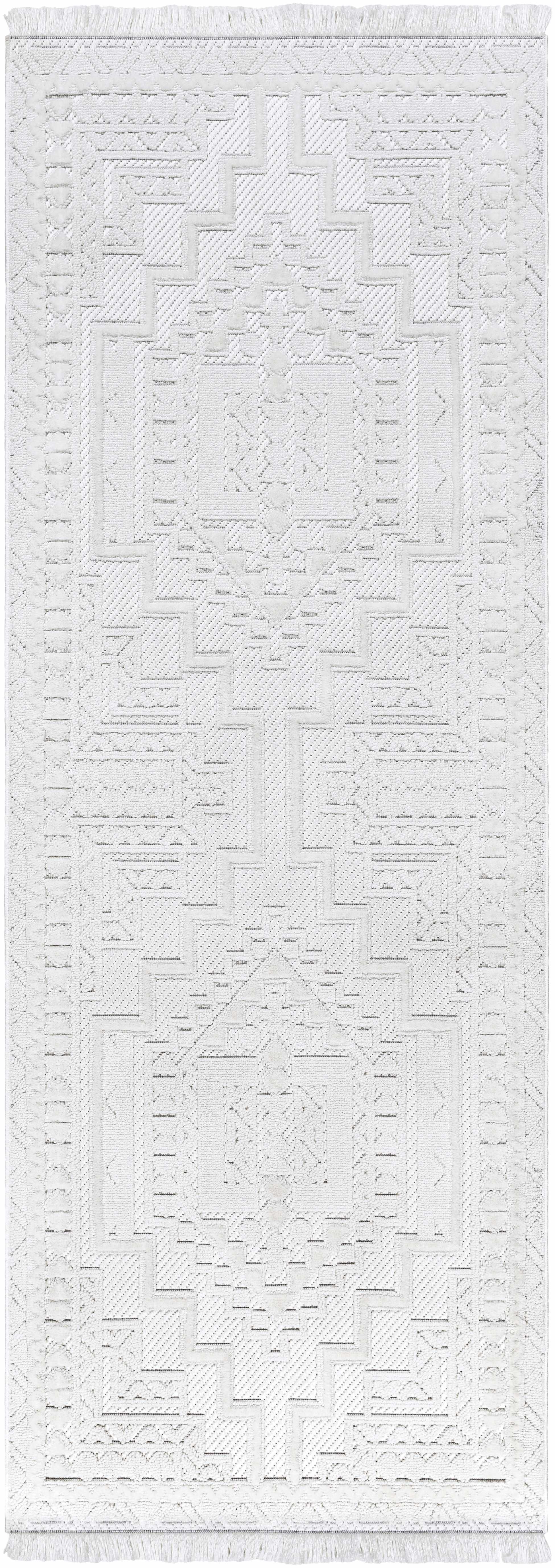 Alya White Fringe Rug Hauteloom