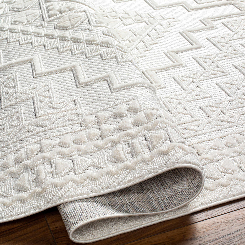 Alya White Fringe Rug Hauteloom