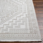 Alya White Fringe Rug Hauteloom