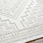 Alya White Fringe Rug Hauteloom