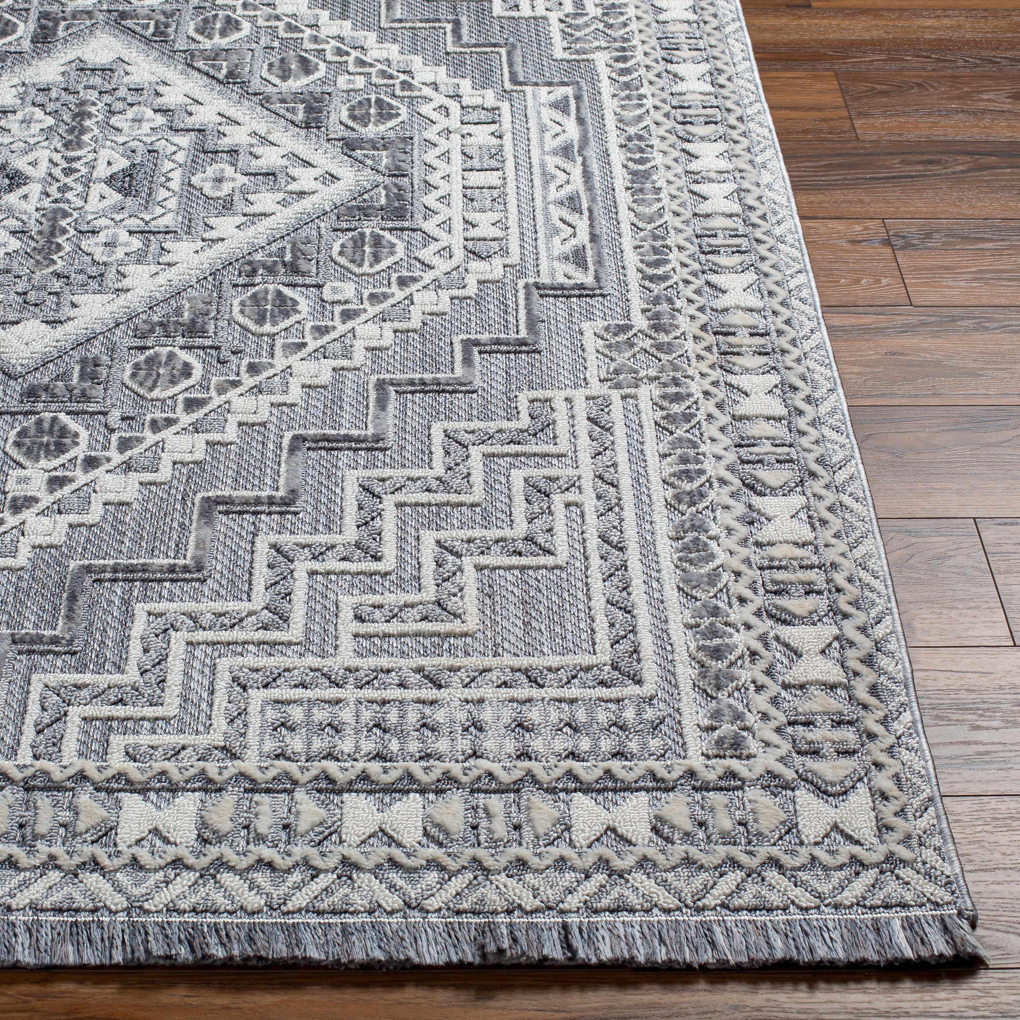 Alya Charcoal Textured Area Rug Hauteloom